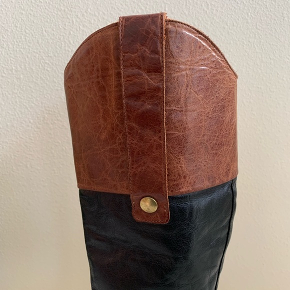 Steve Madden Rogerrr Black/Brown Leather Zip Knee High Riding Boots Woman’s 8M - Picture 8 of 16